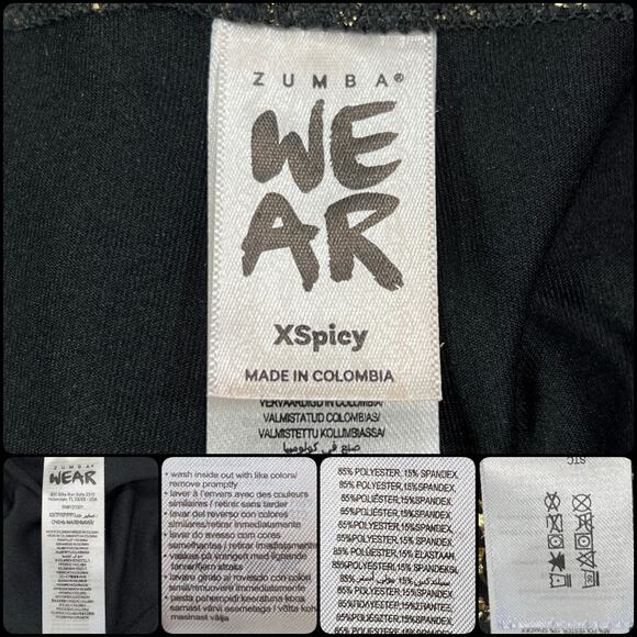 Zumba Love Metallic Capri Leggings Extra Small (XSpicy) Gold Black - Picture 8 of 12